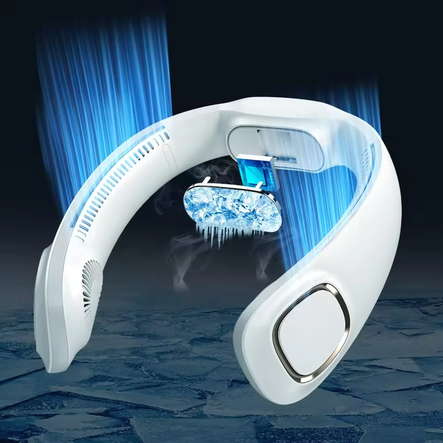 WMK Private Label Electric Wearable Neck Fan Best Selling 3000Mah Rechargeable USB Portable Bladeless Cooling Fan for Car Use