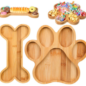Wooden Serving <b>Tray</b> Paw And Bone Shape For <b>Snacks</b> Desserts Party Display - Product Image 1
