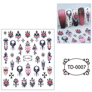 Pegatinas para uñas de Halloween, calcomanías artísticas autoadhesivas 3D para diseño de manicura con patrón de calavera cruzada con rosa roja - Product Image 4