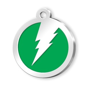 Targhetta identificativa rotonda con design a fulmine verde per cani e gatti - Product Image 1
