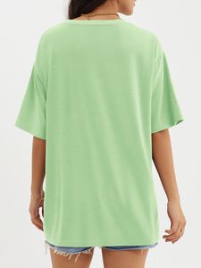 Camisetas de gran tamaño de alta calidad para mujer, camisetas holgadas de manga corta con cuello redondo, blusa informal de verano, Camiseta básica 2024 - Product Image 4