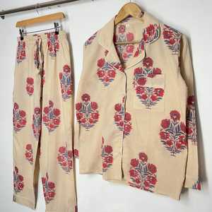 Pantalon de pyjama en coton imprimé floral pour femme, taille mi-haute élastique, longueur cheville, vêtement d'intérieur en tissu doux tissé, idéal pour l'été - Product Image 3