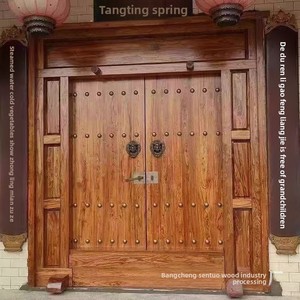<span class=keywords><strong>Porte</strong></span> d'entrée de villa de style chinois en olivier ancien, <span class=keywords><strong>double</strong></span> <span class=keywords><strong>battant</strong></span>, panneau plat, en bois massif, vintage - Product Image 2