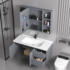 Ceramic Seamless Basin Intelligent <b>Mirror</b> Cabinet MDF Honeycomb Drawer Wall Mounted Bathroom Cabinet - Product Image 5