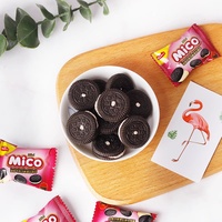 Biscuits Halal en Gros Mini Sandwichs au Chocolat et à la Crème 376g, Biscuits Noirs en Vrac, Snack Exotique