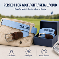 Ceinture en toile brodée personnalisée, ceinture de golf en sangle tissée avec garniture en cuir, boucle à ardillon métallique, ceinture OEM à marque privée