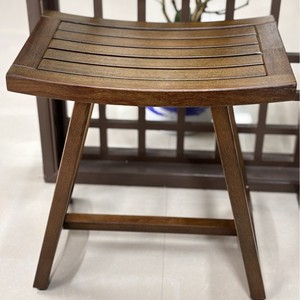 Teak <b>Bathroom</b> <b>Stool</b> Solid Wood Saddle Shape Design Household Shoe Changing Seat Asian Style Durable - Product Image 1