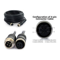 Cable de Extensión de Cobre Puro de 10 Metros con Conector de Aviación de 4 Pines para Cámara de Visión Trasera de Automóvil