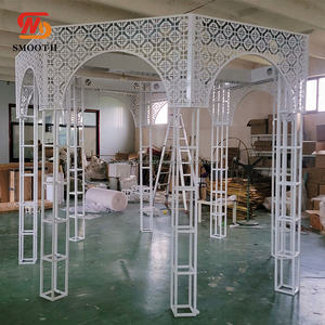 Suave calidad superior exquisito chuppah blanco Metal dosel arco banquete pabellón soporte Mandap telón de fondo boda evento Decoración - Product Image 4