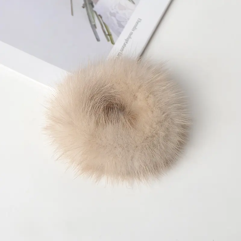 2024 Manufacturers wholesale Fashion real mink hair circle hairpin braid flower mink fur band leather rope fur headwear simple