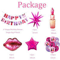 RTS rose vif princesse fille anniversaire bannière ballon Spa fille anniversaire décoration maquillage fête fournitures lèvre rouge à lèvres feuille ballon