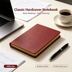 Carnet classique à couverture rigide 180 pages lignées Journal de qualité supérieure pour le bureau et l'école Couverture en simili cuir rouge - Product Image 3