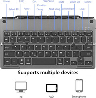 Keyboard Mini BT Nirkabel Lipat Ultra Tipis untuk Laptop dan Tablet USB Tipe A 60 Tombol