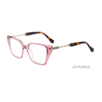Gafas de Lujo con Montura de Cadena y Diseño Ojo de Gato, Ultraligeras, de Material Mixto TR+Acetato, Cómodas, para Prescripción Óptica