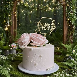 Décoration de gâteau d'<span class=keywords><strong>anniversaire</strong></span>, ensemble de décorations de gâteau en acrylique pour les fournitures de fête de mariage, décoration d'<span class=keywords><strong>anniversaire</strong></span>, style boisé - Product Image 2