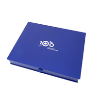 Caja de presentación de documentos azul personalizada con impresión de logotipo