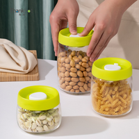 Keuken Aanpasbare Kleur Afgedichte Siliconen Plastic Pompdeksel Vacuüm Koffie Opslag Borosilicaat Glas Multi-Size Amerikaanse Stijl