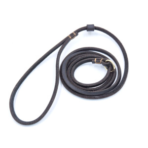 Correa y Collar para Perro de Cuero Vacuno Genuino Estilo Clásico, Correa de Cuero Real Enrollada Deslizante para Entrenamiento y Paseo - Product Image 1