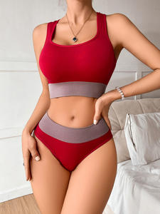 Ensembles soutien-gorge et culotte en gros pour femmes – Ensemble de sous-vêtements de yoga côtelés respirants et sans couture – Ensembles soutien-gorge de sport et culottes pour femmes - Product Image 2