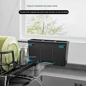 Estantes para platos colgantes de pared de oro naranja de doble capa para cocina, estante para platos independiente ajustable deslizante - Product Image 5