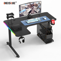 Nouveau design Bureau de jeu en forme de L Ordinateur de coin Bureau de jeu de table noir pour ordinateur portable