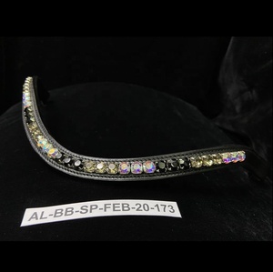 Bandas de caballo de cuero genuino personalizables, diamantes de imitación, cristal ostentoso, tachuela de caballo ecuestre duradera con costuras elegantes - Product Image 1