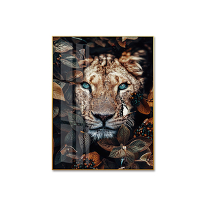 Maison hôtel bureau décoration murale cristal porcelaine poisson avec cadre en alliage d'aluminium peinture sur verre avec crist - Product Image 2