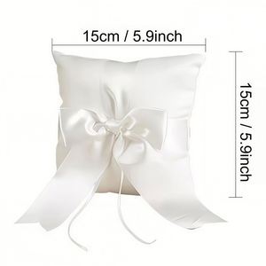 Almohada de satén blanca personalizada para el anillo de boda, elegante soporte para anillos, recuerdo de ceremonia de matrimonio y compromiso - Product Image 3