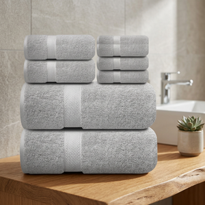 Juego de Toallas de Baño Desechables de Algodón de Color Sólido, de Secado Rápido, Rectangulares, Tejidas, Suaves para la Piel, para Uso en Hoteles, Color Gris - Product Image 1