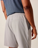 Shorts de sport respirants à taille mi-haute élastique personnalisés de haute qualité en nylon/élasthanne couleur unie pour hommes, service OEM