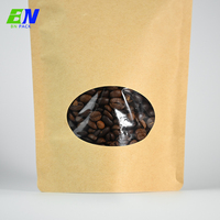 Sachet Doypack en papier kraft recyclable avec fenêtre transparente pour l'affichage de grains de café, noix, thé et mélanges de fruits à coque