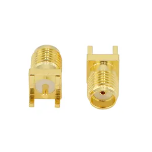 SMA Female PCB Panel Mount Connector Straight Solder RF Coaxial AdapterVertical Thru Hole Goldplated