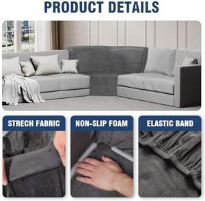 كرسي مقطعي قطيفة حديث على شكل L-قابل للغسل أثاث مخملي مطاطي مانع للانزلاق لغرفة المعيشة - Product Image 4