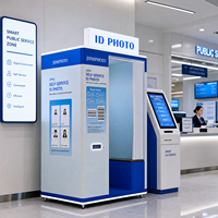 Machine professionnelle de photomaton pour passeports, borne de service libre pour photos d'identité avec système d'impression numérique pour écoles et bureaux