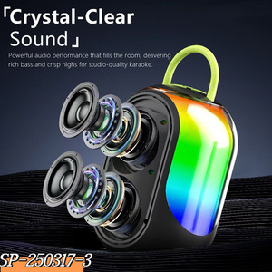 Xứng đáng với mini xách tay <span class=keywords><strong>bluetooth</strong></span> karaoke loa với micro không dây và đèn đầy màu sắc cho trẻ em người lớn kim loại hoạt động RGB 12 Wát - Product Image 3