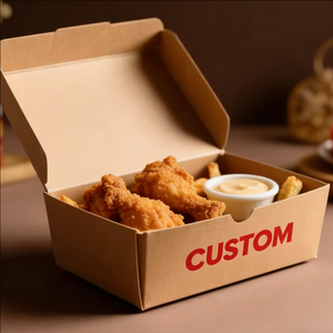 Custom Eco Friendly <b>Biodegradable</b> Food Grade Disposable Kraft Paper Takeaway Container Box Design for Popcorn Fried <b>Packaging</b> - Product Image 2