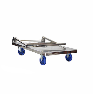 Chariot de cuisine pliable industriel à quatre roues 600*900*860mm en acier inoxydable anti-corrosion et antirouille, plateforme 5'' à rotation 360 degrés - Product Image 5