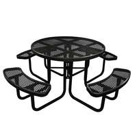Table de pique-nique ronde en métal pour extérieur, mobilier de jardin, table à manger en acier, table de terrasse, table de café pour aire de jeux extérieure