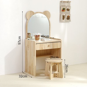 Muebles Infantiles, Mesa de Maquillaje para Niñas, Juego de <span class=keywords><strong>Tocador</strong></span> de Madera con Taburete para Juegos de Imitación de Princesa - Product Image 4
