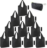 Nicemix — grands sacs réutilisables pliables avec bande élastique, lavables, fourre-tout personnalisés, pour les courses, durables en Polyester noir