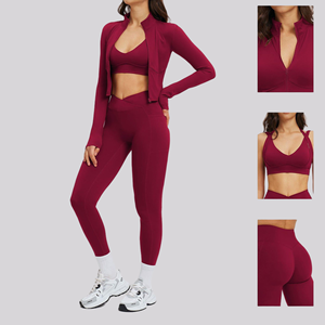 Ensembles <span class=keywords><strong>de</strong></span> sport personnalisés sur mesure pour femmes, avec fermeture éclair, abordables, <span class=keywords><strong>de</strong></span> qualité supérieure, style corset élastique, pour le yoga - Product Image 5