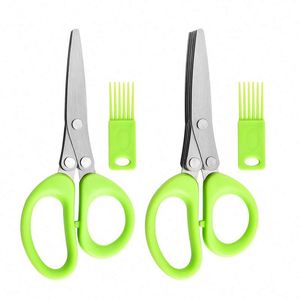 <b>Kitchen</b> Stainless Steel Multi-Layer Multi-Functional Scallion Vegetable Scissors Plastic Handle Creative Design - Product Image 5