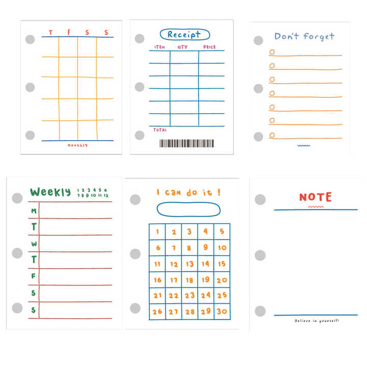 mini-planner-inserts-3-ring-binder-planner-filler-paper-spiral-notebook-refill-line-blank-paper-daily