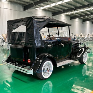 Coche Eléctrico Vintage Personalizado Zhenda con Carrocería Negra, Interior Azul, Vehículo Retro Antiguo, Lujoso y Elegante para Bodas y Eventos - Product Image 4