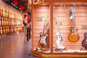 Abestar — grand présentoir mural en bois pour <span class=keywords><strong>guitare</strong></span>, à éclairage personnalisé, étagère en verre, salon de musique - Product Image 2