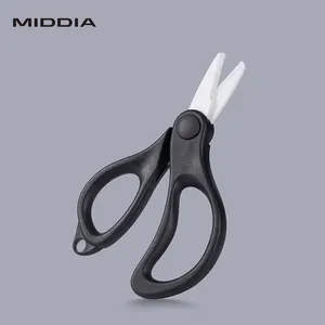 MIDDIA Ceramic Black Blade Fishing Line Thread Yarn Cutting Scissors With Intricate Serrated Edge