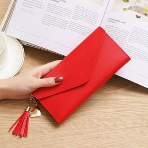 K18 Long Women's Wallet Female Purses Tassel Coin Purse Card Holder Wallets Female Pu Leather <b>Clutch</b> Money Bag Pu Leather Wallet - Product Image 2