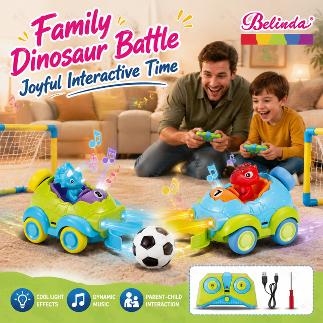 Belinda Dinosaur Soccer Remote Control Car 2.4Ghz Rc Cars with Music 4Ch Remote Control Toy Car with Light Dinosaur Toys Gifts
