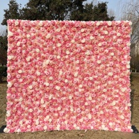 Mur de fleurs artificielles 6x6 pieds avec roses blanches et papillons pour décorations de toile de fond de mariage et de fête, fabriqué en Chine