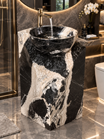 Lavabo sur pied carré en marbre contemporain, design personnalisé, fabrication sur mesure pour résidences et propriétés haut de gamme
